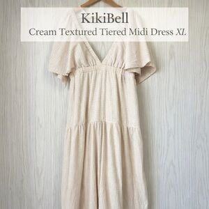 KikiBell Cream Textured Tiered Midi Dress XL